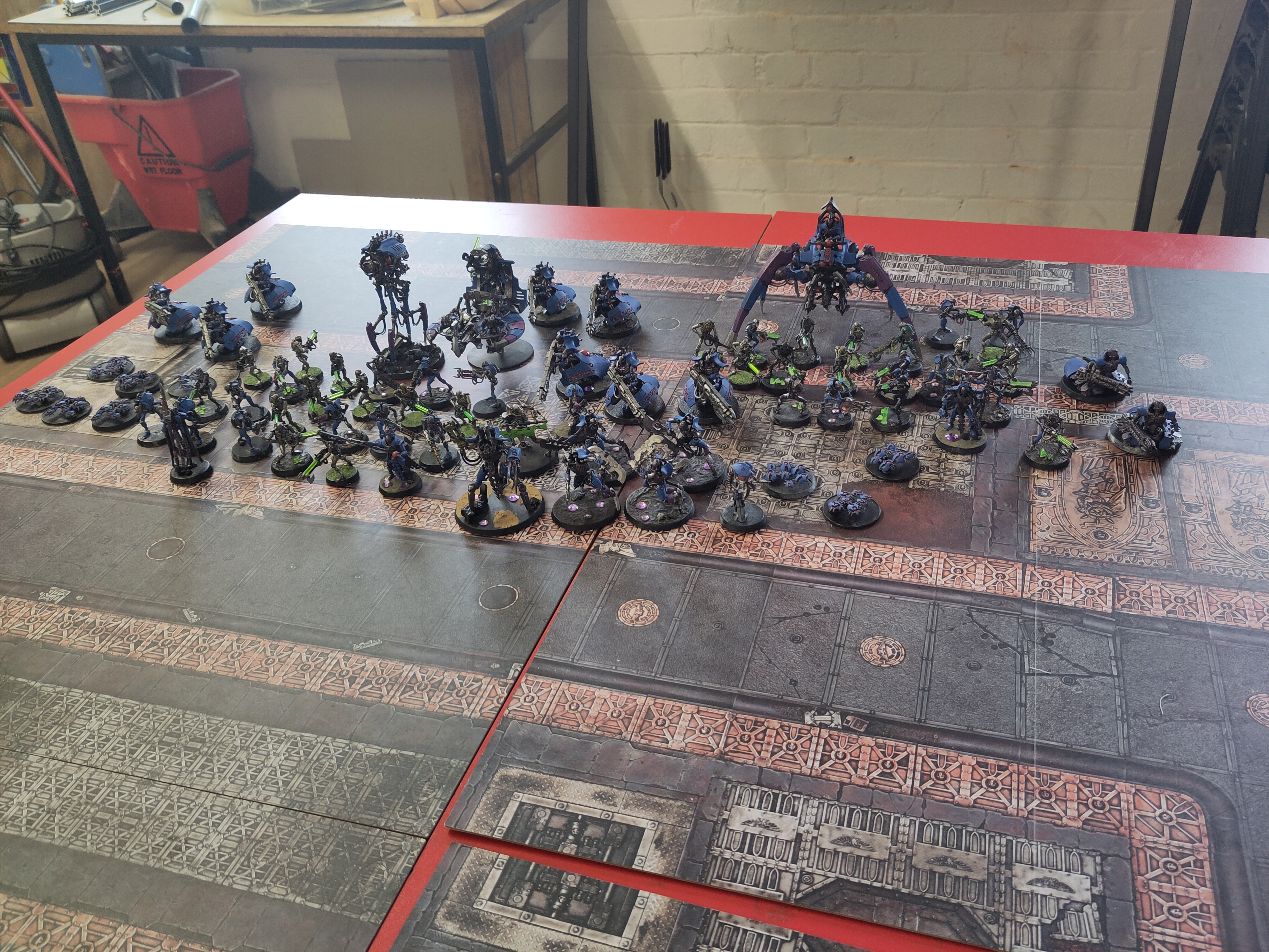a photo of the linked army on an empty game board